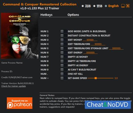 Command and Conquer Remastered Collection  Trainer +12 v1.153 {FLiNG}