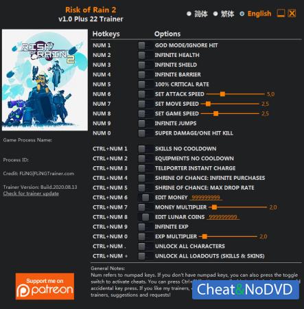 Risk of Rain 2  Trainer +22 v1.0 {FLiNG}