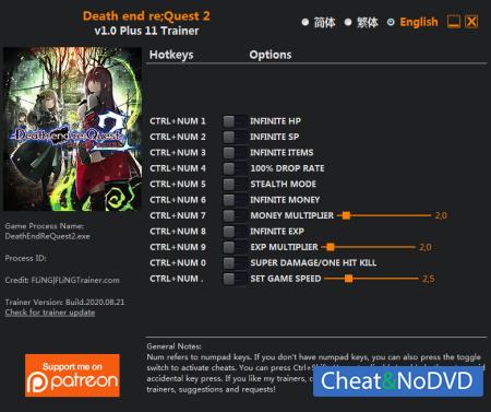 Death End ReQuest 2  Trainer +11 v1.0 {FLiNG}