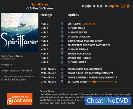 Spiritfarer  Trainer +14 v1.0 {FLiNG}