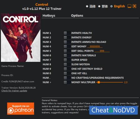 Control Ultimate Edition  Trainer +12 v1.12 {FLiNG}