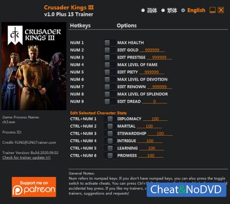 Crusader Kings 3  Trainer +15 v1.0 {FLiNG}