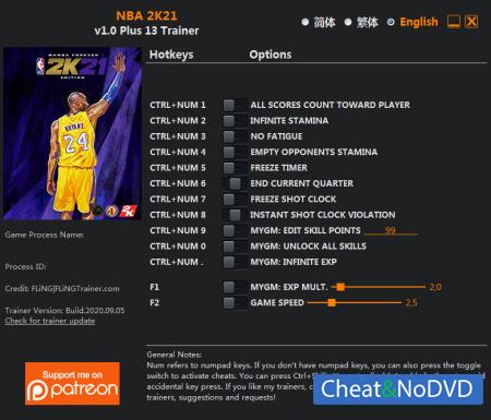 NBA 2K21  Trainer +13 v1.0 {FLiNG}