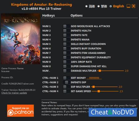 Kingdoms of Amalur: Re-Reckoning  Trainer +15 v6584 {FLiNG}