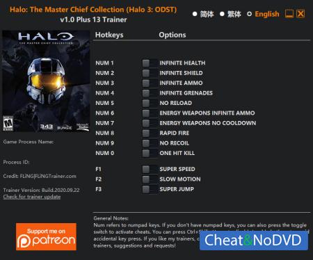 Halo: The Master Chief Collection  Trainer +13 v2020.09.22 Halo 3: ODST {FLiNG}