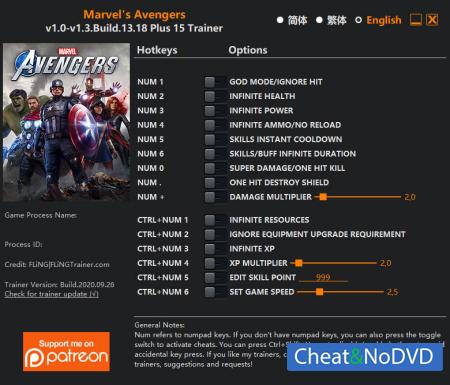 Marvel's Avengers  Trainer +15 v1.3 Build.13.18 {FLiNG}