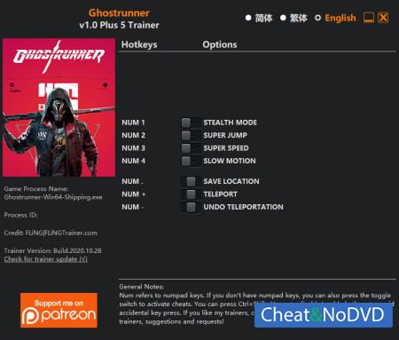 Ghostrunner  Trainer +5 v1.0 {FLiNG}