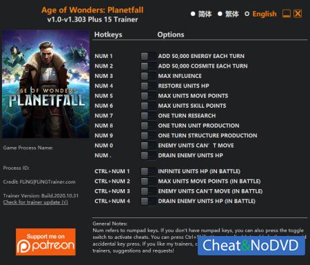 Age of Wonders: Planetfall  Trainer +15 v1.303 {FLiNG}