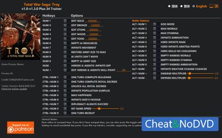Total War Saga: Troy  Trainer +34 v1.3.0 {FLiNG}