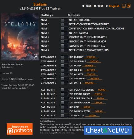 Stellaris  Trainer +21 v2.8.0 {FLiNG}