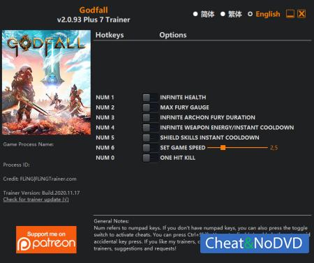 Godfall  Trainer +7 v2.0.93 {FLiNG}