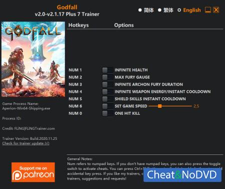 Godfall  Trainer +7 v2.1.17 {FLiNG}