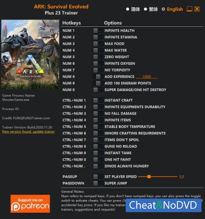 ARK: Survival Evolved  Trainer +23 v318 {FLiNG}