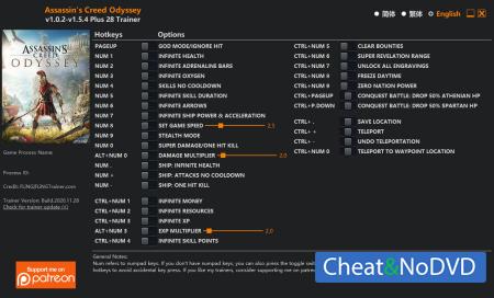 Assassins Creed: Odyssey  Trainer +28 v1.5.4 {FLiNG}