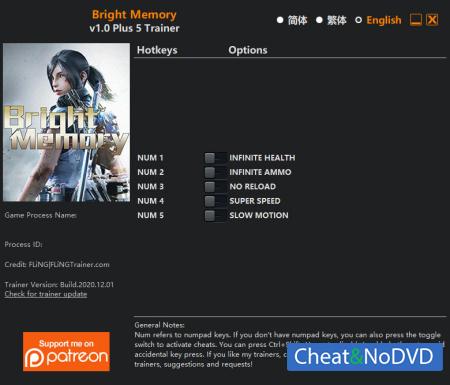 Bright Memory  Trainer +5 v1.0 {FLiNG}