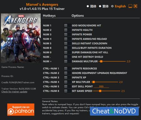 Marvel's Avengers  Trainer +15 v1.4.0.15 {FLiNG}