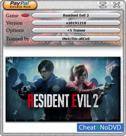 Resident Evil 2 Remake  Trainer +5 v20191218 {HoG}