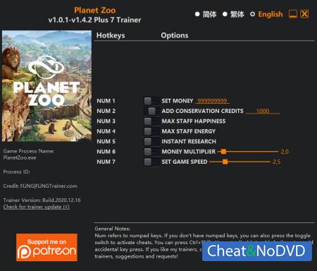 Planet Zoo  Trainer +7 v1.4.2 {FLiNG}