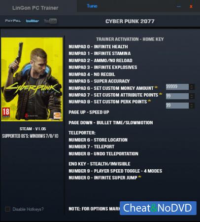 Cyberpunk 2077  Trainer +16 v1.05 {LinGon}