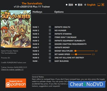 The Survivalists  Trainer +11 v2020.12.18 {FLiNG}