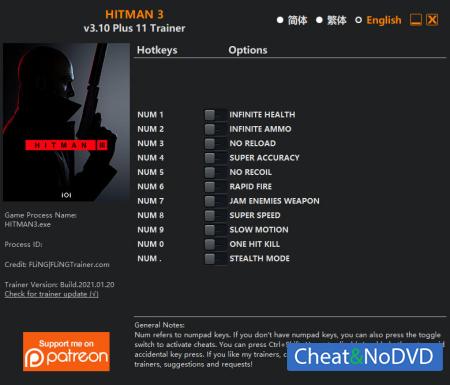 HITMAN 3  Trainer +11 v3.10 {FLiNG}