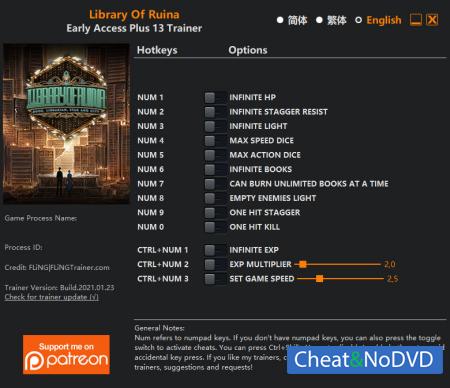 Library Of Ruina  Trainer +13 v2021.01.23 {FLiNG}