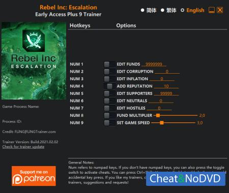 Rebel Inc: Escalation  Trainer +9 v0.8.0 {FLiNG}