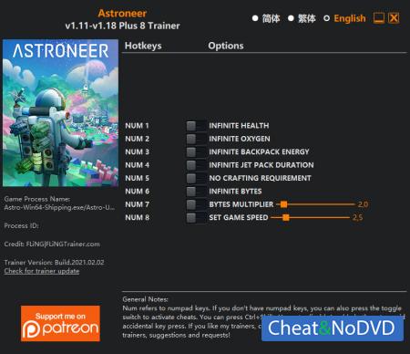 ASTRONEER  Trainer +8 v1.18 {FLiNG}