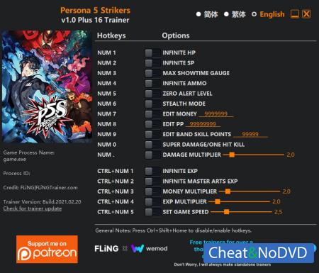 Persona 5 Strikers  Trainer +16 v1.0 {FLiNG}