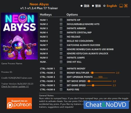 Neon Abyss  Trainer +17 v1.3.4 {FLiNG}
