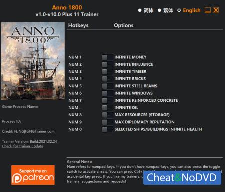 Anno 1800  Trainer +11 v10.0 {FLiNG}