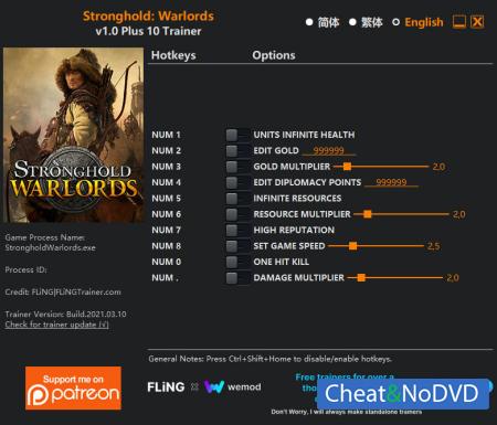Stronghold: Warlords  Trainer +10 v1.0 {FLiNG}