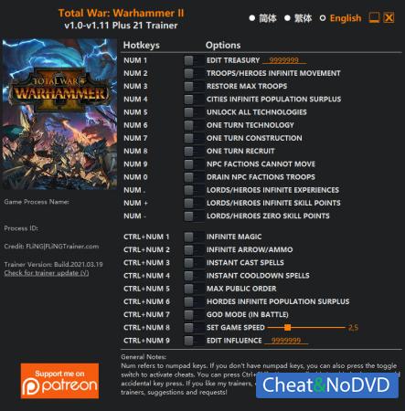 Total War: Warhammer 2  Trainer +21 v1.11 {FLiNG}