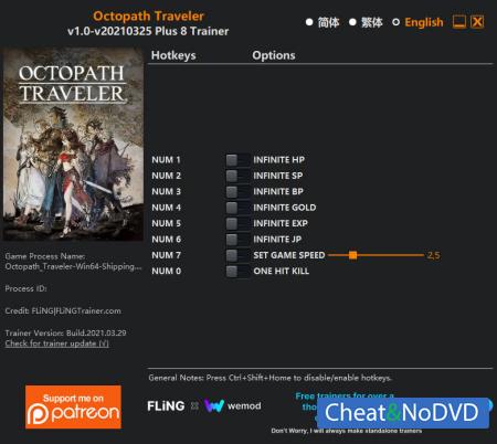 Octopath Traveler  Trainer +8 v2021.03.25 {FLiNG}