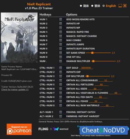 NieR Replicant  Trainer +23 v1.0 {FLiNG}