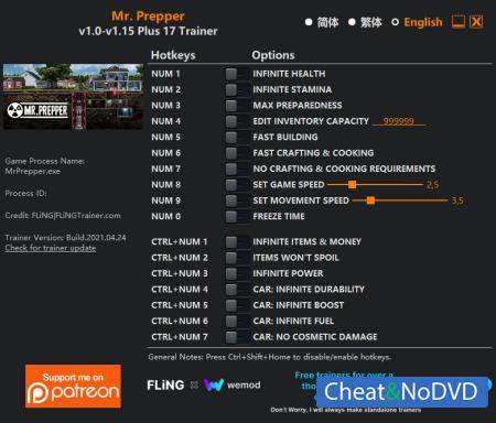 Mr. Prepper  Trainer +17 v1.15 {FLiNG}