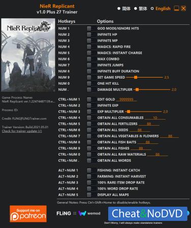 NieR Replicant  Trainer +27 v1.0 {FLiNG}