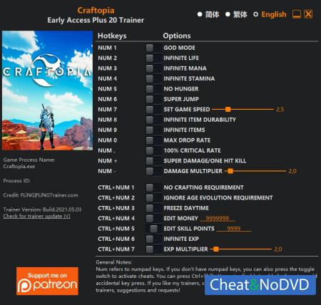 Craftopia  Trainer +20 Early Access 2021.05.03 {FLiNG}