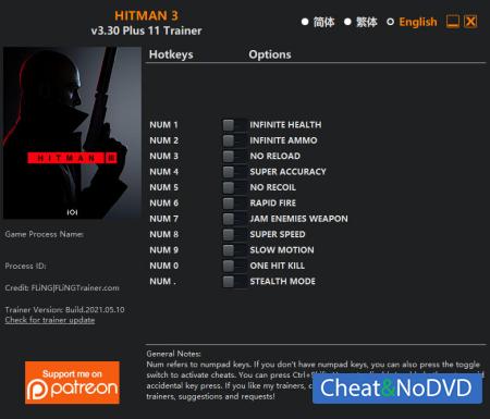 HITMAN 3  Trainer +11 v3.30 {FLiNG}