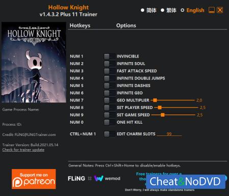 Hollow Knight  Trainer +11 v1.4.3.2 {FLiNG}