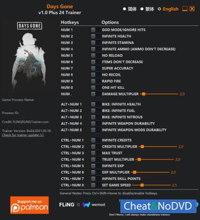 Days Gone  Trainer +24 v1.0 {FLiNG}