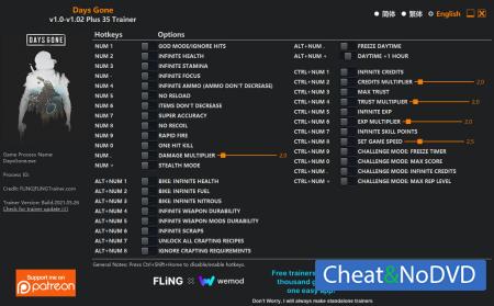 Days Gone  Trainer +35 v1.02 {FLiNG}