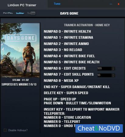 Days Gone  Trainer +16 v1.02 {LinGon}