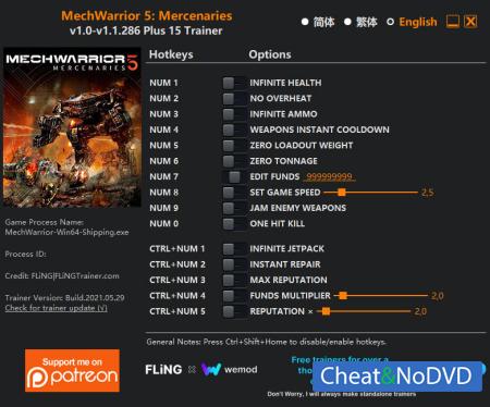 MechWarrior 5: Mercenaries  Trainer +15 v1.1.286 {FLiNG}