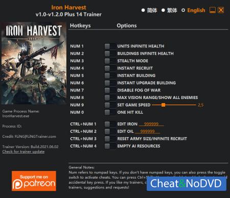 Iron Harvest  Trainer +14 v1.2.0 {FLiNG}