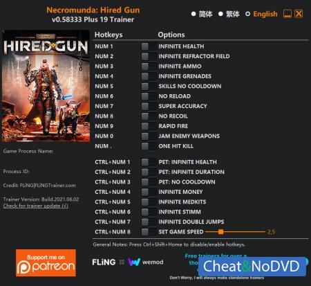 Necromunda: Hired Gun  Trainer +19 v0.58333 {FLiNG}