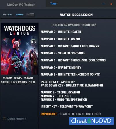 Watch Dogs: Legion  Trainer +13 v05.06.2021 {LinGon}