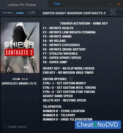 Sniper Ghost Warrior Contracts 2  Trainer +16 v1.0 {LinGon}