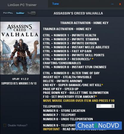 Assassin's Creed: Valhalla  Trainer +19 v1.2.2 {LinGon}