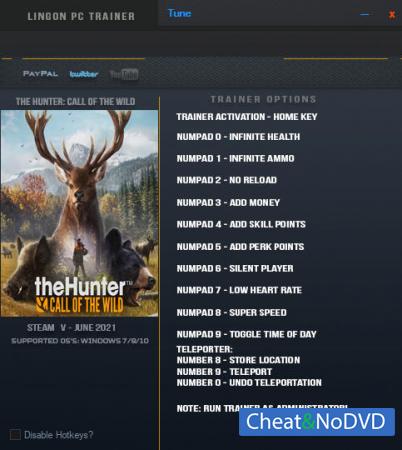 theHunter: Call of the Wild  Trainer +12 Update June 2021 {LinGon}